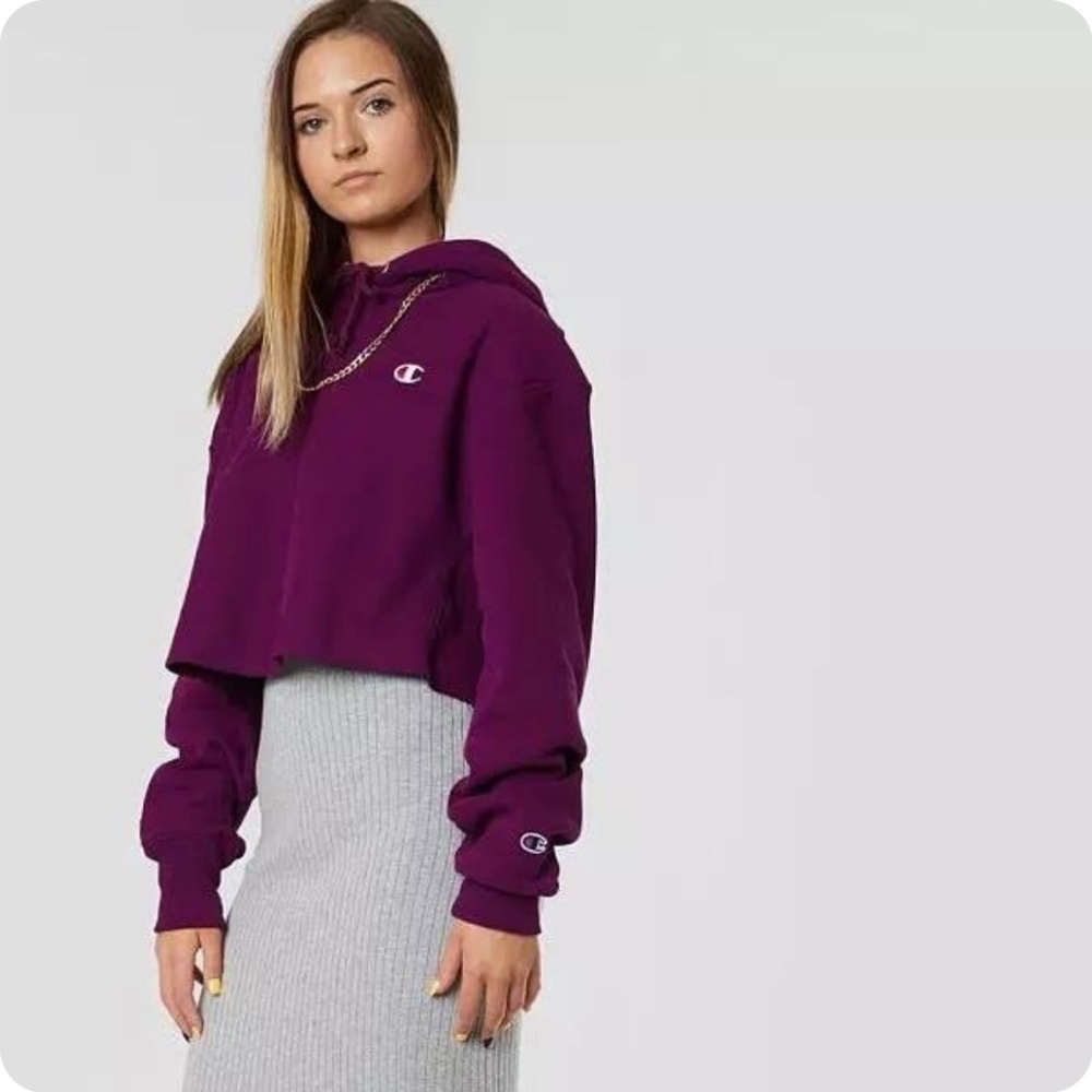 Champion Purple Cropped Hoodie